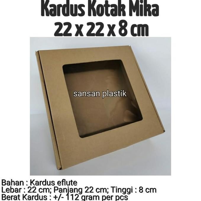 Kardus kotak mika 22x22x8cm isi 10 pcs / kardus kotak / box makanan
