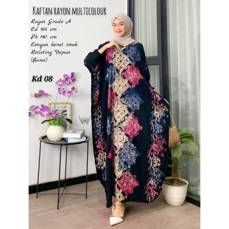 Kaftan Rayon Multicolour - Kaftan Batik Cap - Kaftan batik Jumbo Pekalongan