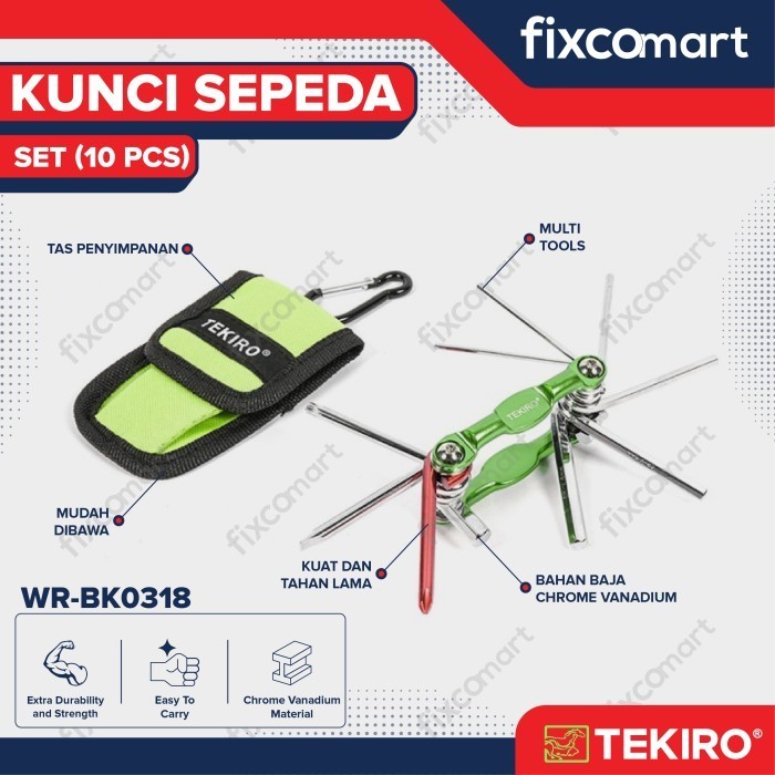 TEKIRO KUNCI SEPEDA LIPAT 10 PCS / TEKIRO BIKE TOOLKIT