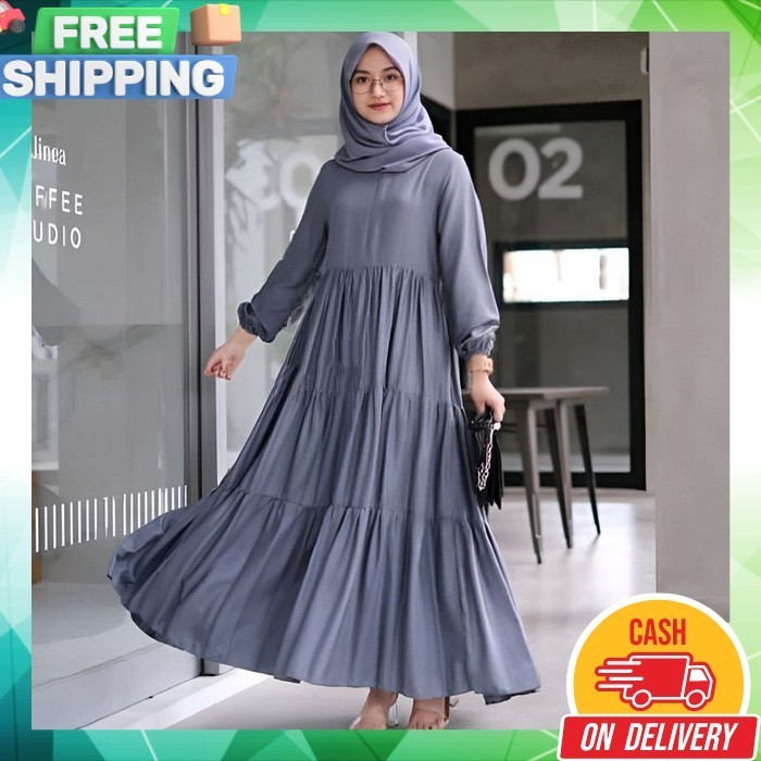 Gamis Wanita Dewasa Baju Lebaran Terbaru 2024 Viral Tiktok Sabrina Maxi Gamis Crinkle Terlaris Hanum