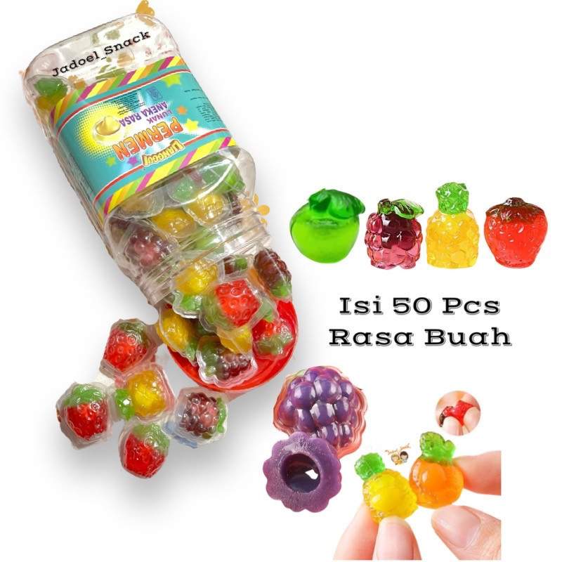 

Grosir - Permen Fruity Buah 3D 50 X 11 Gr Gummy K Rasa Buah By Jadoel_Sna