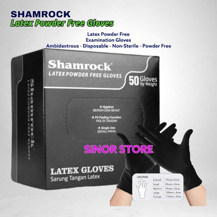 Shamro Latex Gloves Powder Free Sarung Tangan Karet Medis 50 Pcs