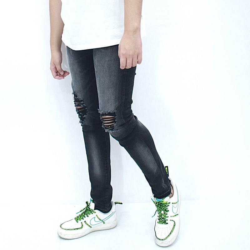 NEW LAUNCHING TERMURAH CELANA JEANS Ripyourdenim - Black Wash Ripped Jeans - Celana Jeans Pria