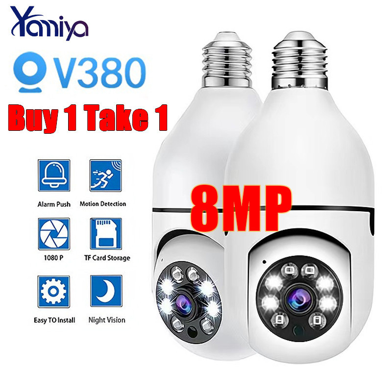 Yamiya Kamera CCTV Lampu IP Camera V380 BOHLAM LAMPU 360 PTZ Panoramic CCTV