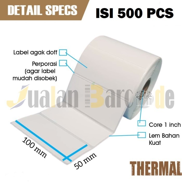 

Terlaris Label Thermal 100 X 50 (1 Line) Kertas Stiker Barcode 100X50 Mm 500Pcs Promo Terbaru