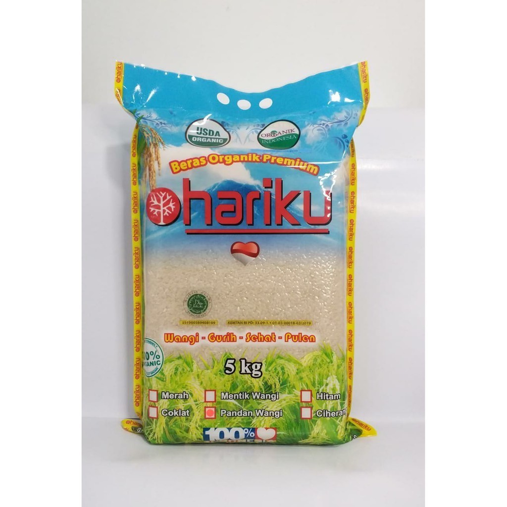 

Hariku, Organic White Rice Pandan Wangi 5 kg (Beras Putih Organik)