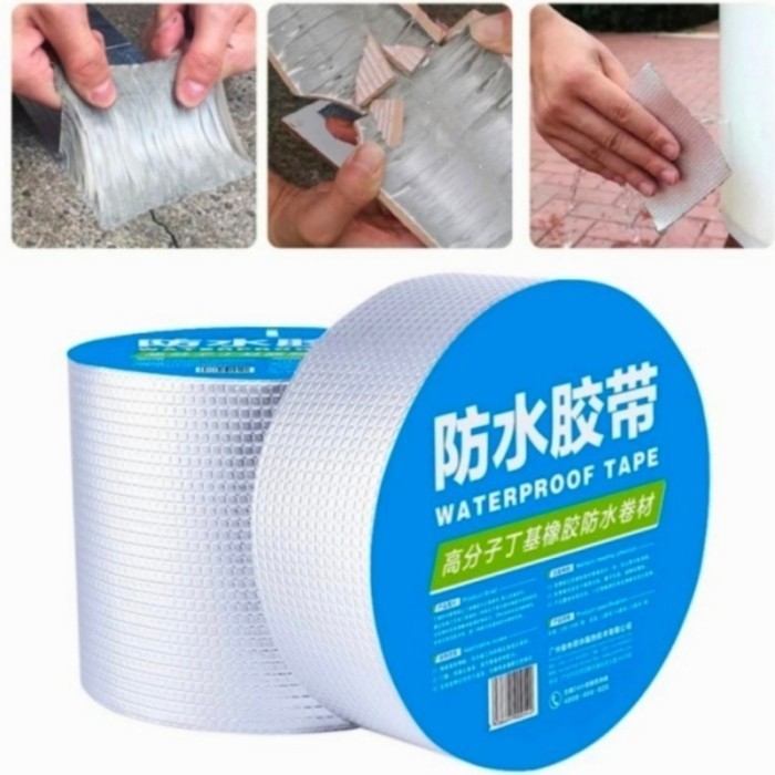 WATERPROOF TAPE / LAKBAN ALMUNIUM FOIL TAPE ANTI BOCOR 10CM5M