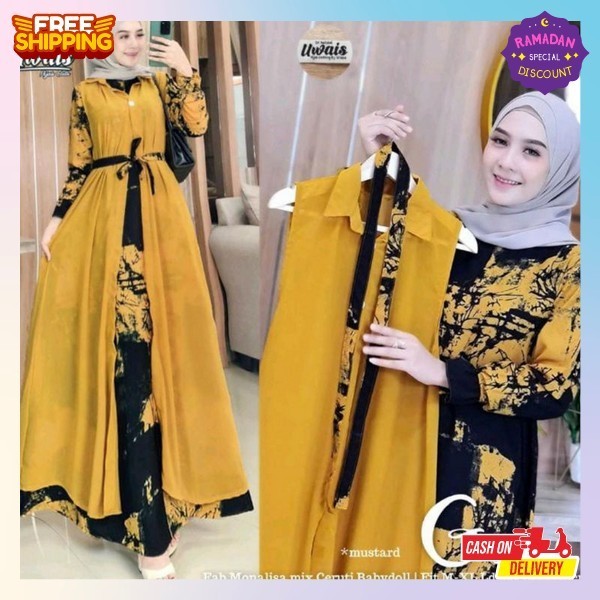 Gamis Wanita Terbaru 2023 Viral Games Dewasa 2024 Setelan Ghamis Lebaran Set Gamiis Long Tunik Kekin