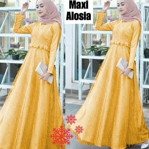 Gamis Maxi Alosia Brukat / Dress Muslim / Pakaian Wanita / Gaun Pesta