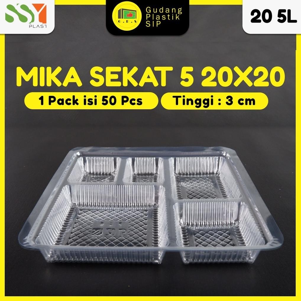 

Heboh Mika Dus Nasi Sekat 5 Bening UK 20x20 Isi 50pc