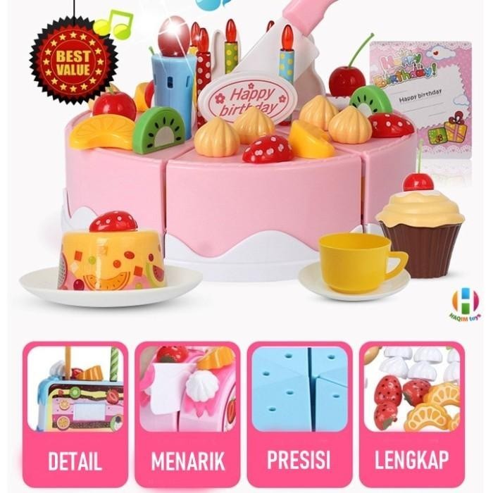 Mainan Anak Perempuan Kue Ulang Tahun Tart Birthday Cake Potong  H105