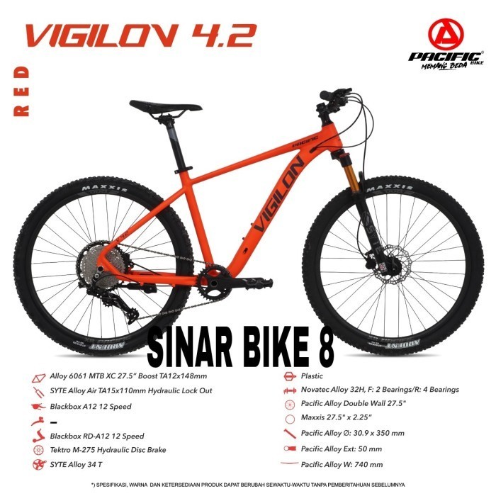 Terlaris Sepeda Gunung 27.5 Inch Pacific Vigilon 4.2 12 Speed Rem Hidrolik Promo Terbaru