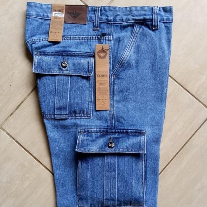 Celana Panjang jeans pria Cargo/Gunung/kantong samping