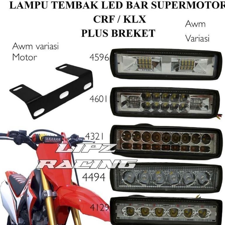 (AKSESORIS MOTOR) PAKET LAMPU LED BAR SUPERMOTO HEADLAMP CRF KLX KTM VIAR LAMPU LED DEPAN