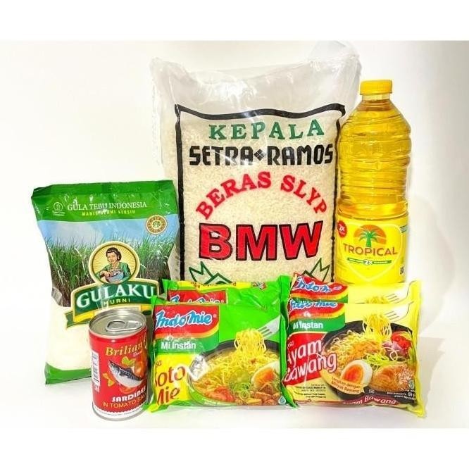 

PAKET SEMBAKO MURAH ( BERAS 3KG, MINYAK, GULA, MINYAK 1L, INDOMIE)