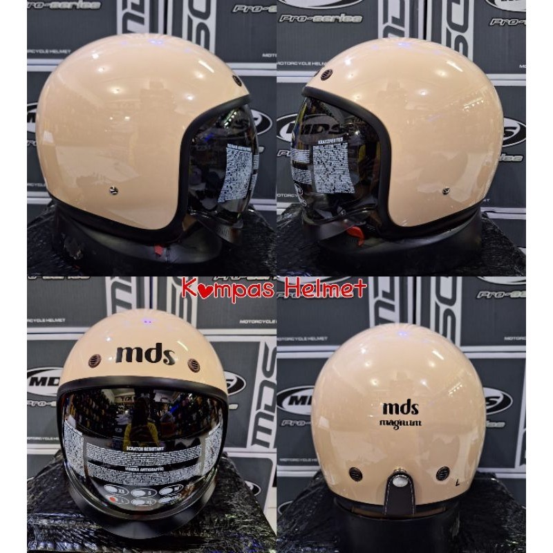 HELM MDS MAGNUM HIJAB RETRO SOLID CREAM, BLACK, YELLOW