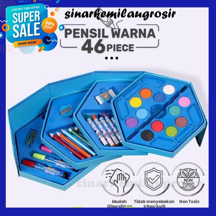 

ART SET 46 CRAYONS ALAT MELUKIS CRAYON PENSIL WARNA 46PCS TERMURAH