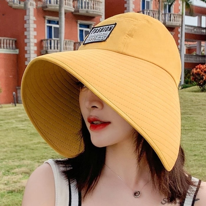 Topi Pelindung Dari Sinar Uv Topi Pantai Wanita-Kuning