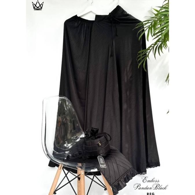 Mukena Emboss 2In1 Pandan Black Royale Premium Kualitas Premium