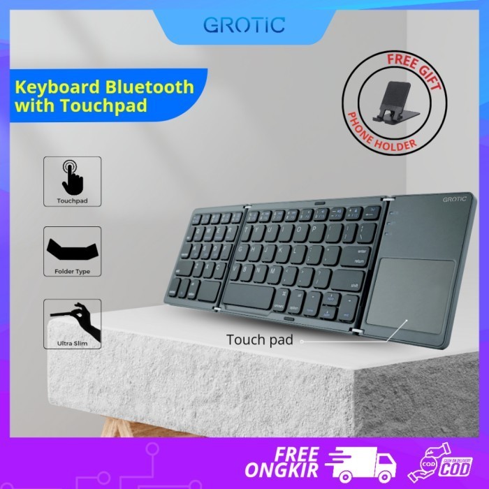 GROTIC Keyboard Wireless Bluetooth Lipat Touchpad / Trackpad Portable