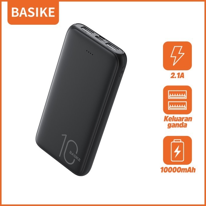Powerbank LCD Dual USB BASIKE 10000 mAh Fast Charging Mini Murah Ori