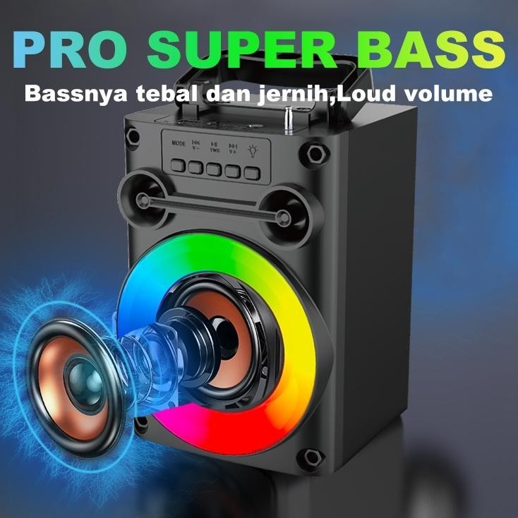 Pro BassSpeaker Bluetooth Karaoke Protable Super Bass Polytron Besar Original Mini Wireless Musik Box Full Bass Salon Aktif Hi-Fi Audio 8.5 Inch Powerful Bass Sound Stem Subwoofer Rgb Lr Ktv Set Radio Fm/Tws/Tf/Garansi 12 Bulan