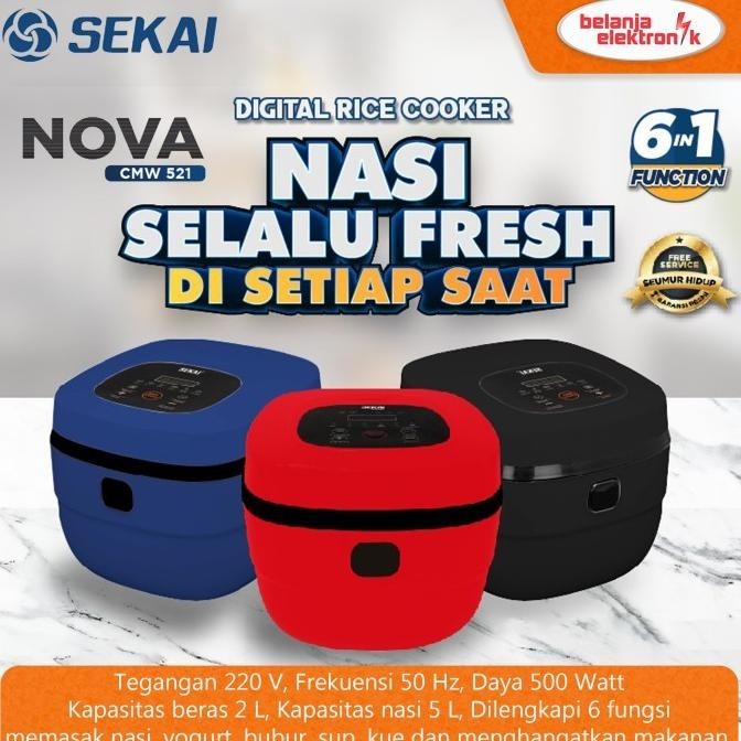 Sekai Rice Cooker Digital / Magic Com Penanak Nasi 2 Ltr Cmw 521 Tokonyafatma