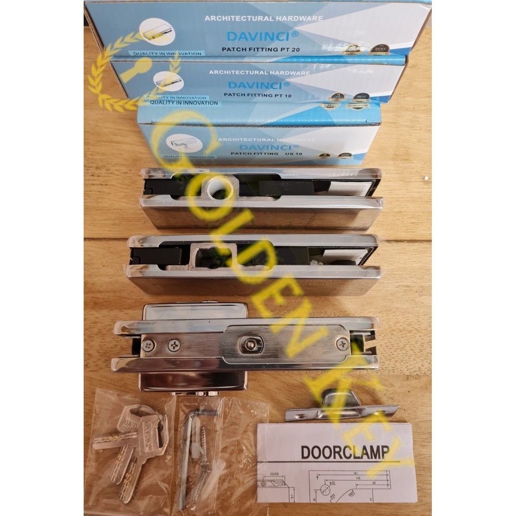 Terlaris Paket Set Patch Fitting Davinci PT 10 PT 20 US 10 Jepitan Pintu Kaca