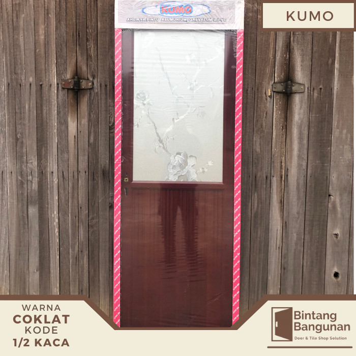 Terlaris Pintu Kamar Mandi Aluminium 70x200 KUMO 1/2 Kaca