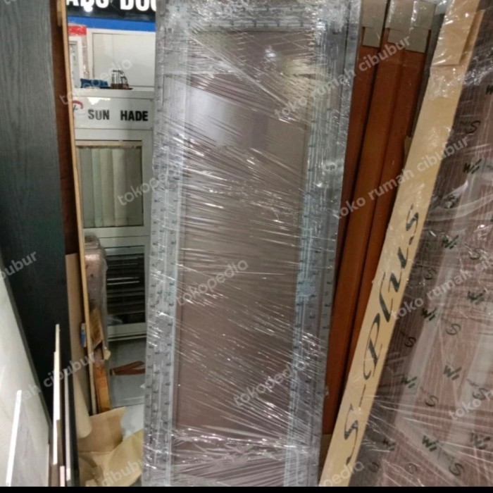 Terlaris Pintu upvc (S-plus) polos ukuran 700x1950 warna coklat komplit set