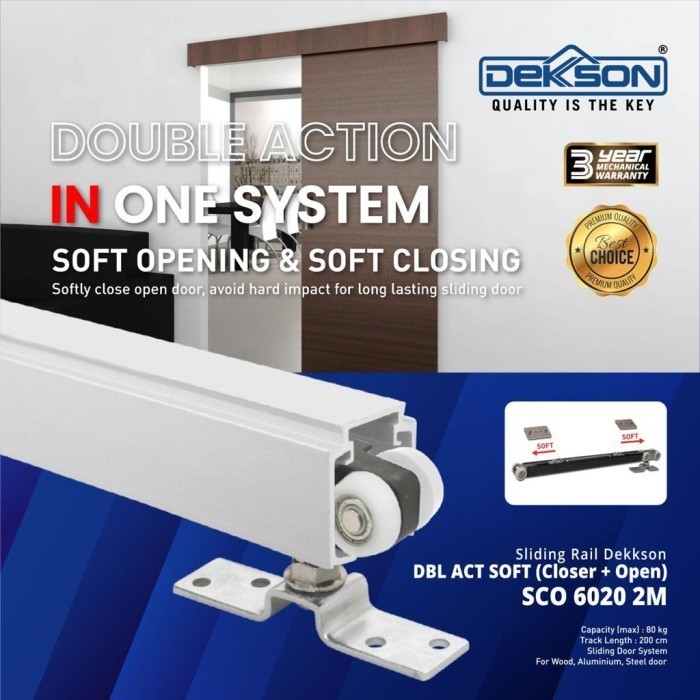Terlaris Rel Sliding Gantung Aluminium Dekkson 2 Meter (SOFT OPENING/CLOSING)