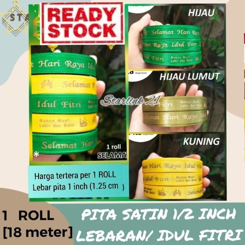 

Original [1 Roll] Pita Lebaran | Pita Satin Idul Fitri 1/2 Inch | Pita Bingkisan - Gr-01 BisaCod