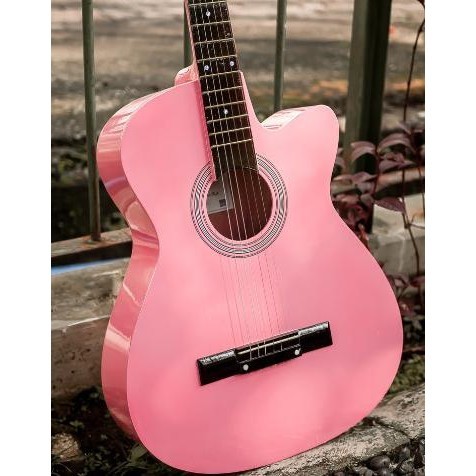 [Paket Lengkap] Gitar Akustik Pink Mandalika S-01 Murah Fullset