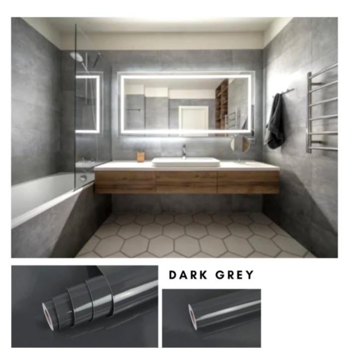 wallpaper sticker premium Lantai kamar mandi kotak abu tahan air best