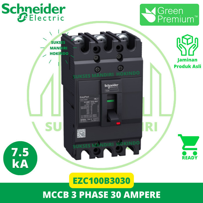 MCCB 3 PHASE 30 AMPERE 3P 30A ORIGINAL SNI SCHNEIDER EASYPACT EZC100B