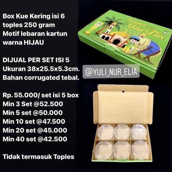 Sale Now Box Kue Kering Muat 6 Toples 250 Gram Motif Lebaran Kartun Terbaik