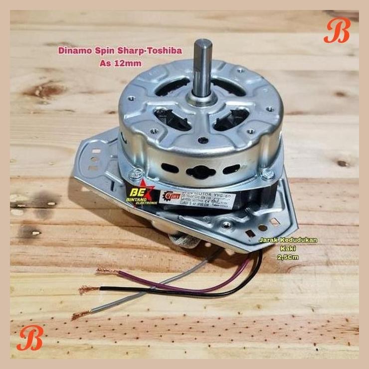 | BNT | DINAMO SPIN MOTOR PENGERING MESIN CUCI SHARP 10 12 14 KG DIAMETER AS 12MM 70 WATT 2 TABUNG