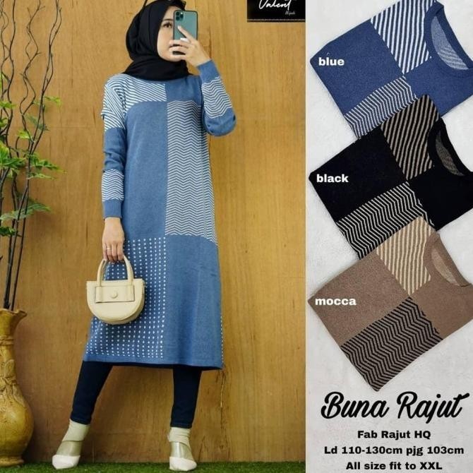 Buna Rajut long tunik rajut jumbo fit to xxxl tunik muslim tunik rajut