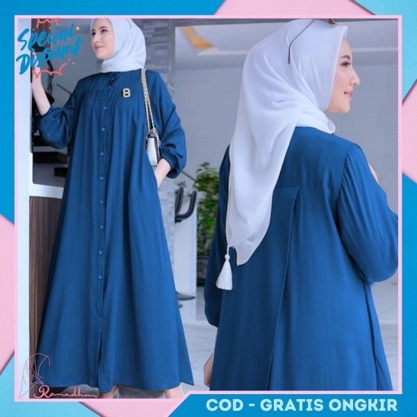 Dres Syari Casual Baju Muslim Wanita Dewasa Gsmis Cewek Import Premium Dress Jumbo Pesta Kondangan B