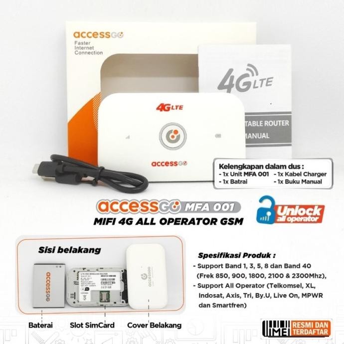 BARANG TERLARIS Modem MIFI AccessGo MF001 4G LTE Hotspot UNLOCK All Operator