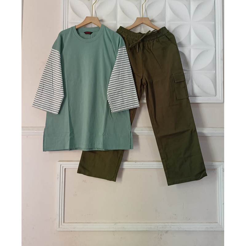 [ONLINE EXCLUSIVE] SETELAN BAJU OVERSIZE LD 140 & CELANA KULOT JUMBO TERLARIS ONESET OVERSIZE