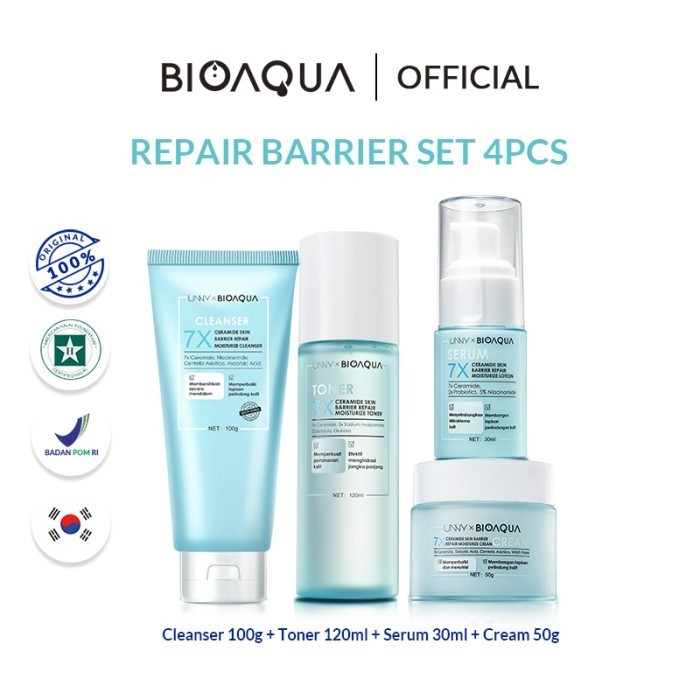 BIOAQUA 7X CERAMIDE SKIN BARRIER REPAIR MOISTURIZER SET PAKET SKINCARE