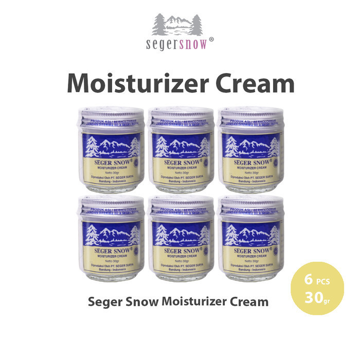6PCS SEGER SNOW MOISTURIZER CREAM KEMASAN BOTOL KACA - 6PCS X 30GR