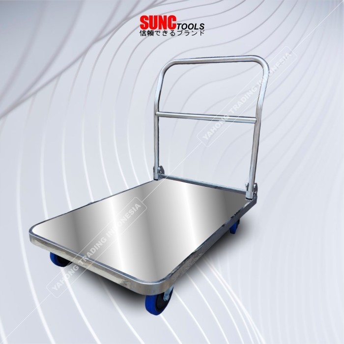 Handtruck Troli Stainless 500Kg/Troli Angkut Barang/Trolley 90X60 Cm
