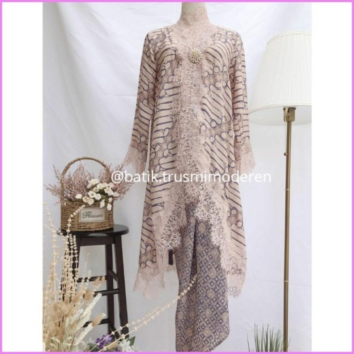 Naenggo Outer A Oval Lace Brukat Batik Viscose Setelan Rok Lilit Kain Viscose