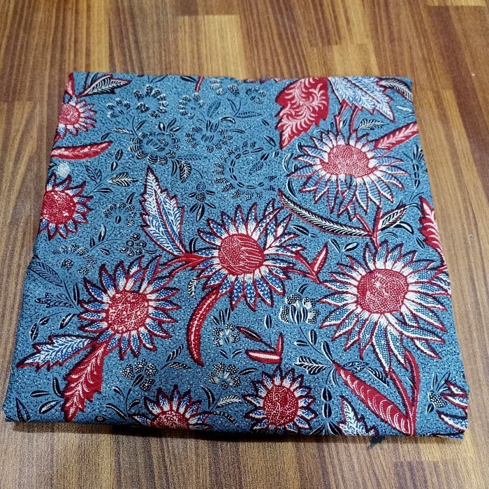 Naenggo Kain Batik Doby Biru Laut Motif Tiga Negri Lawasan Bahan Timbul