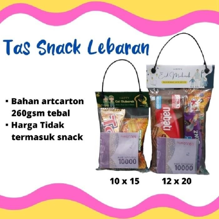

10 Tas Snack Lebaran /Label Snack Idul Fitri/Plastik Snack Thr 10X17Cm 074