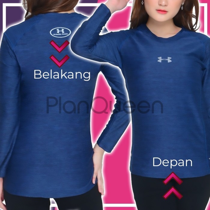 READY Baju Sport Lengan Panjang Wanita Premium Import Kaos Olahraga Jumbo - S, Maroon