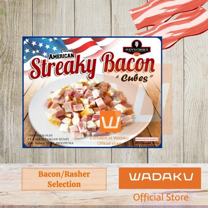 

Bacon American Classic Streaky Bacon Cubes Non Halal 250G | Legaza