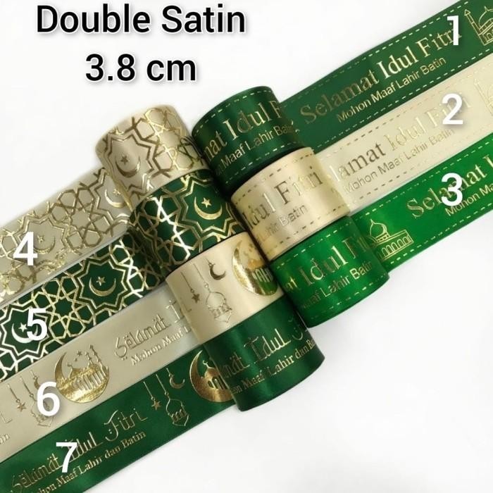 

1 Yard (90Cm) Bukan 1 Roll - Pita Idul Fitri Satin & Grosgrain 3,8 Cm 075